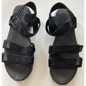 Women's Sketchers Yoga Form Sparkle Slingback Thong Sandals Size 11 Black